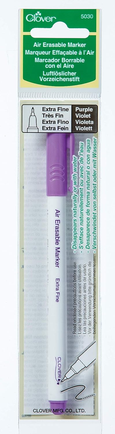 Rotulador Lila para Tela de Clover – Borrable con Aire y Agua