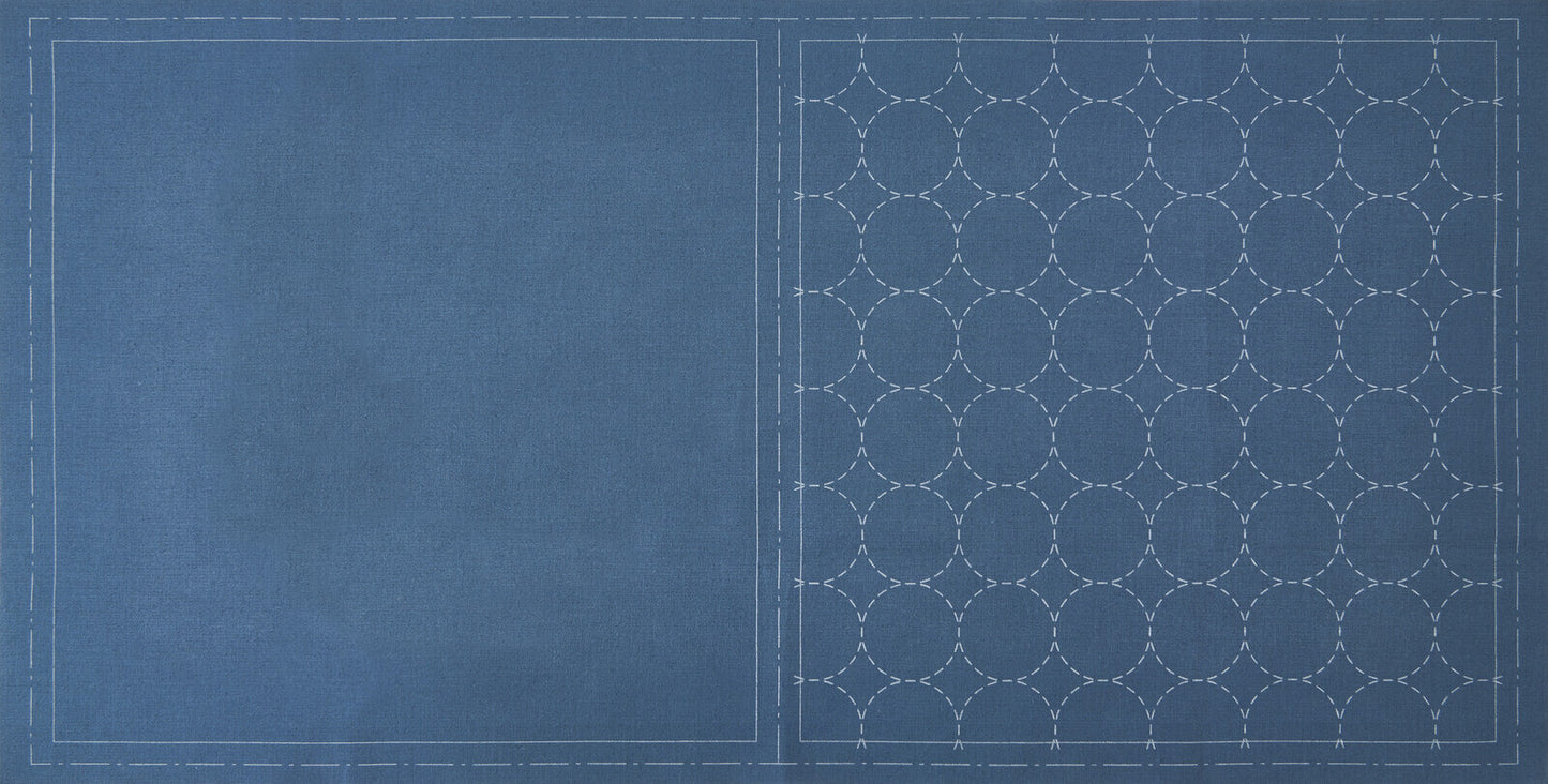 Hidamari Sashiko tela azul circulos