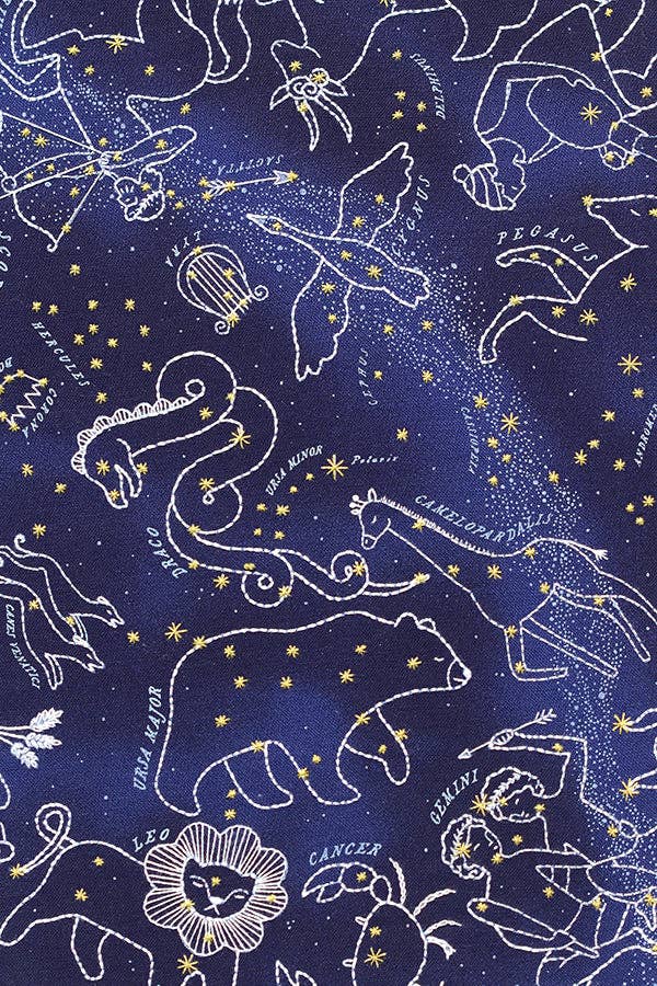 Kit de bordado de Kiriki Press para bordar un planisferio celeste con constelaciones del zodiaco