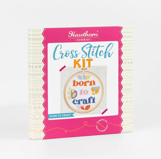 Kit de Punto de Cruz "Born to Craft" de Hawthorn Handmade