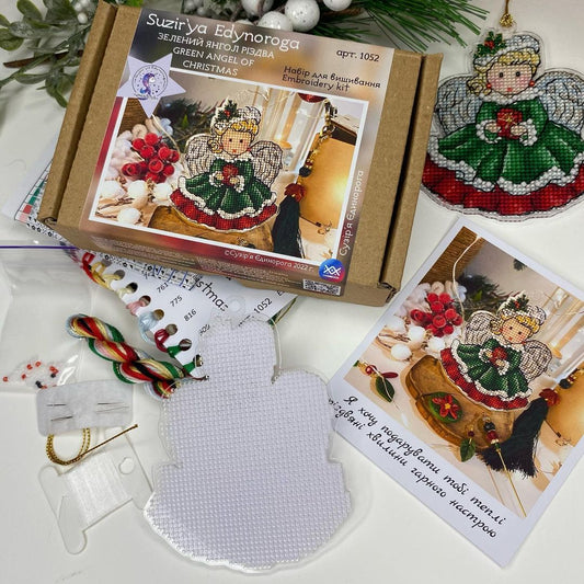 Kit de punto de cruz Ángel Verde de Navidad de Unicstitch