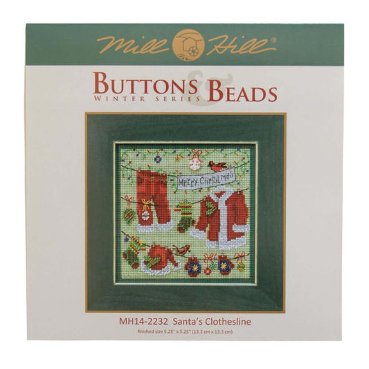 kit de punto de cruz mill hill santa's clothesline