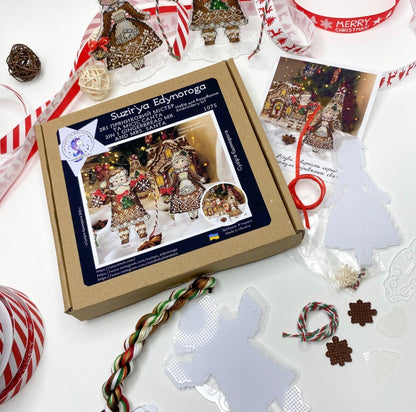 Kit de punto de cruz “Papá y Mamá Noel de Jengibre"