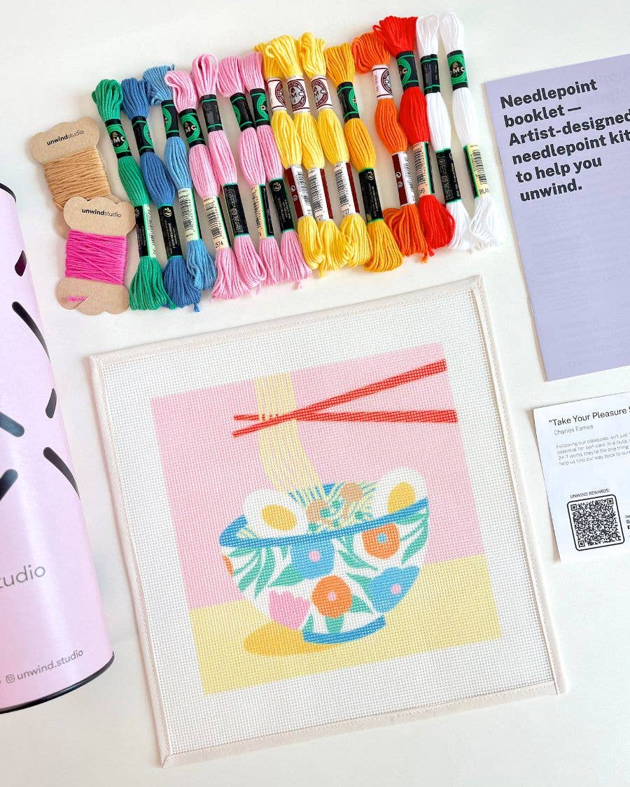 Kit de bordado en cañamazo Ramen Night de Unwind Studio