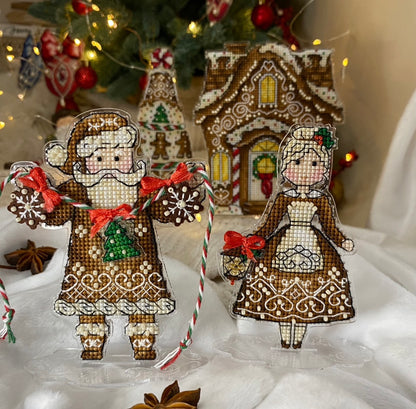 Kit de punto de cruz “Papá y Mamá Noel de Jengibre"