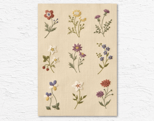 Kit de bordado "Flores" - Crema, diseñado por Atelier de Nora para Cosmo