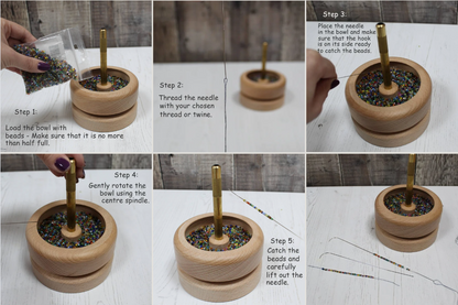 Herramienta para encordar cuentas de madera de haya Nurge