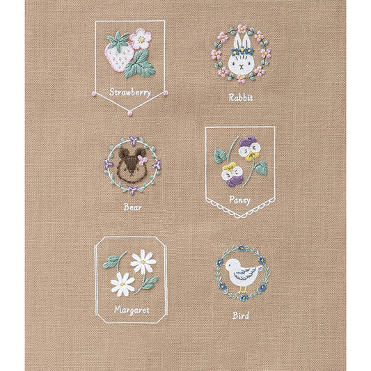 Kit de bordado "Galería de Conejos", diseñado por Atelier de Kohana y Aki Takahashi para Cosmo (marrón)