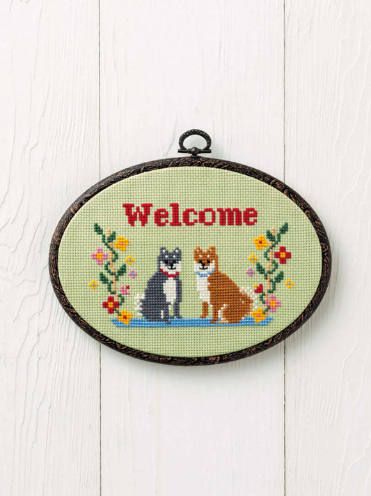 Kit de punto de cruz "Bienvenida Perros" de Cosmo