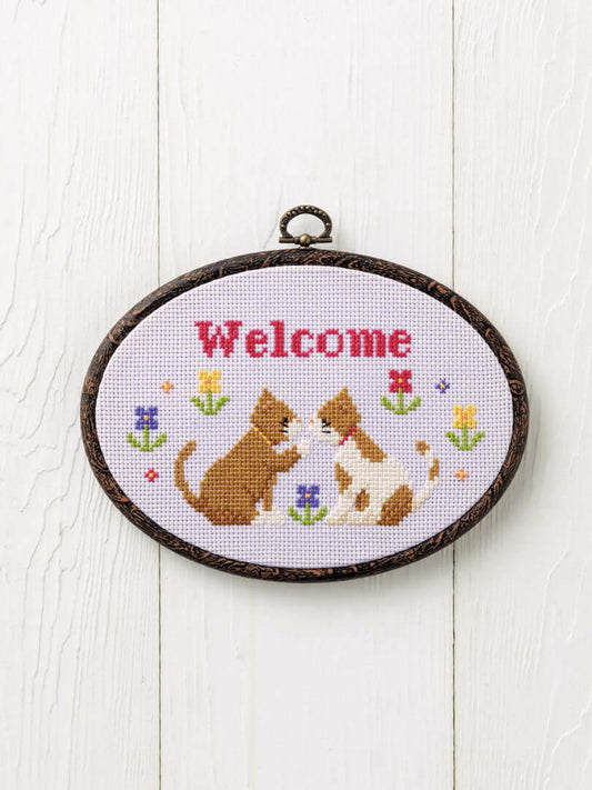 Kit de punto de cruz "Bienvenida Gatos" de Cosmo