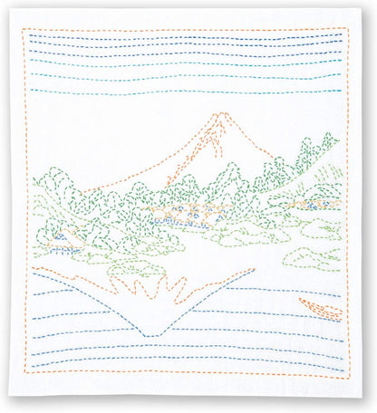Kit de Sashiko Hokusai - Monte Fuji de Olympus (Lago Kawaguchi)