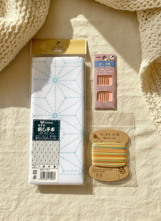 Kit de Sashiko blanco, bordado tradicional japonés