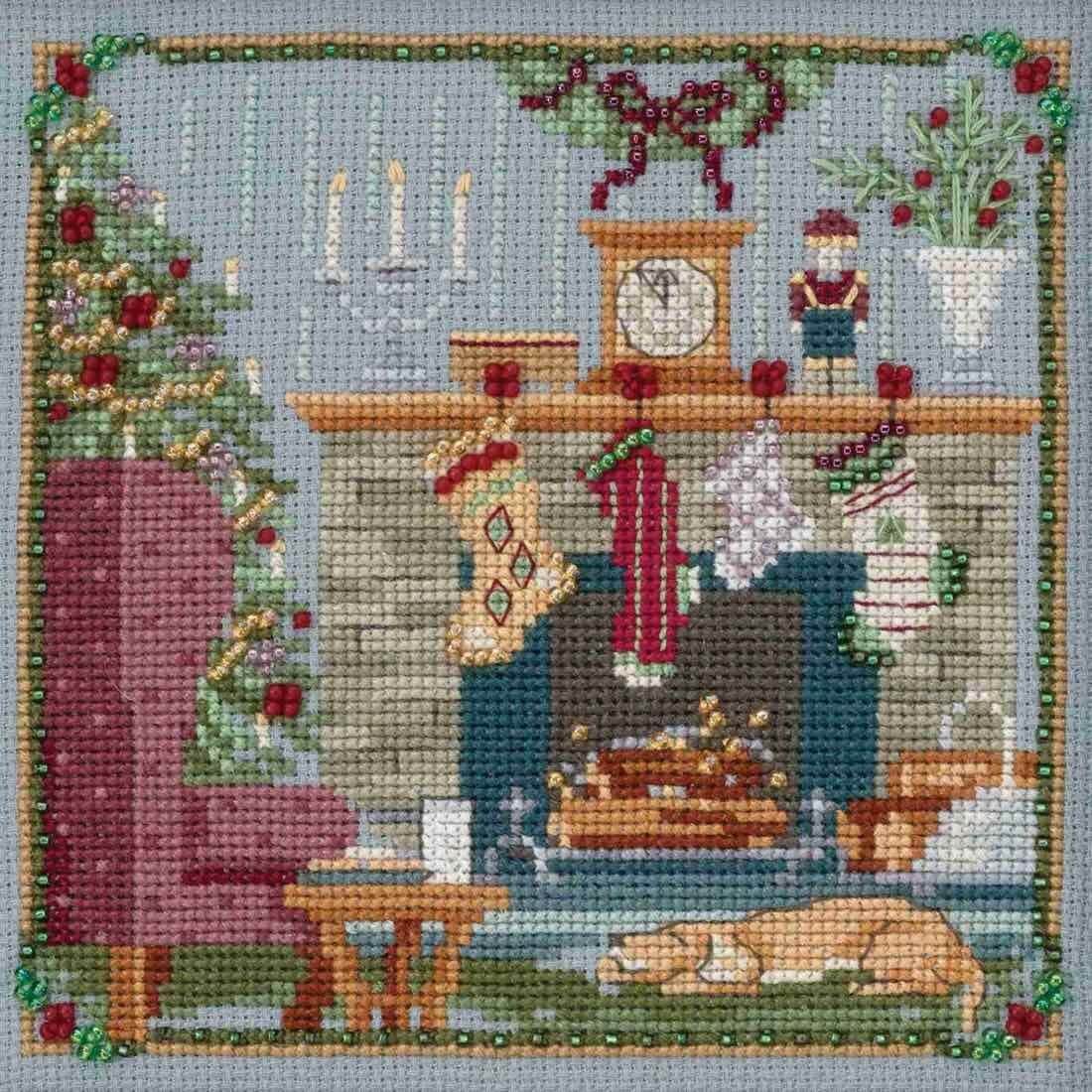 kit de punto de cruz mill hill the stocking were hung