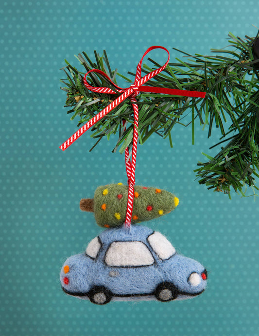 Mini kit de fieltro con aguja “Coche de Navidad” - Hawthorn Handmade