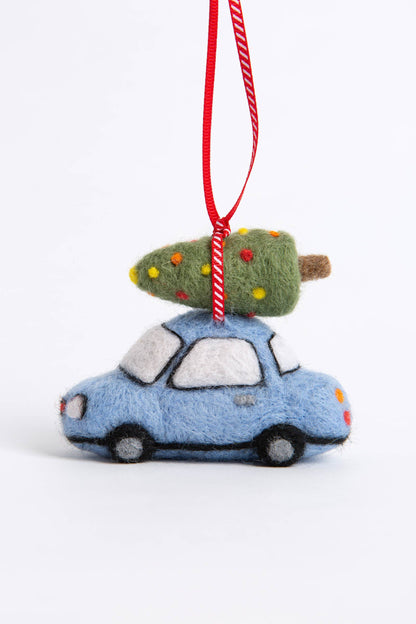 Mini kit de fieltro con aguja “Coche de Navidad” - Hawthorn Handmade