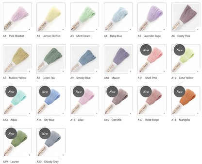 Olympus, hilos para bordar tonos pastel para Sashiko 40m - Awai-iro