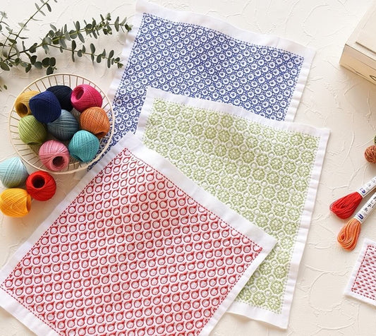 Olympus – Tela Hanafukin para Sashiko Hitomezashi con patrón impreso (varios diseños)