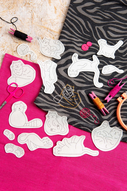 Pegatinas solubles para bordar “Curious Cats” - Hawthorn Handmade