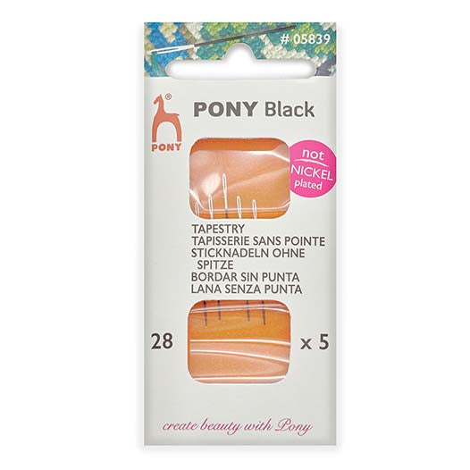 Pony Black Hypoallergenic Tapestry Needles with White Eye
