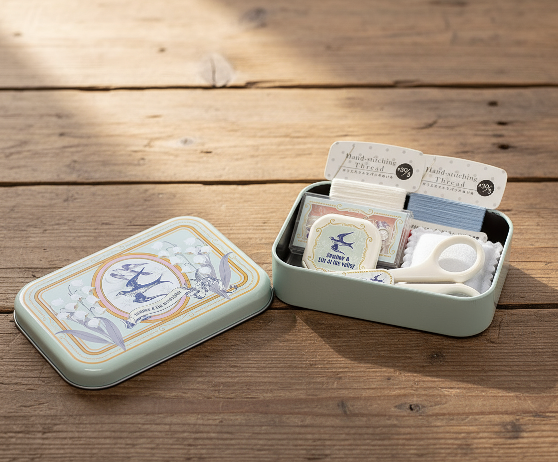 Set de Costura "Golondrinas y Lirio de los Valles" de Misasa