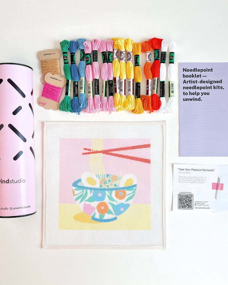 Kit de bordado en cañamazo Ramen Night de Unwind Studio