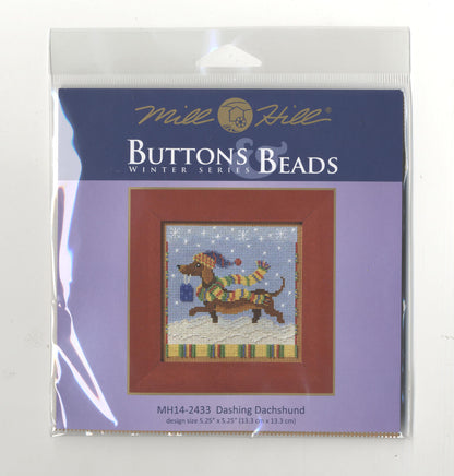 kit de punto de cruz mill hill dashing dachshund 