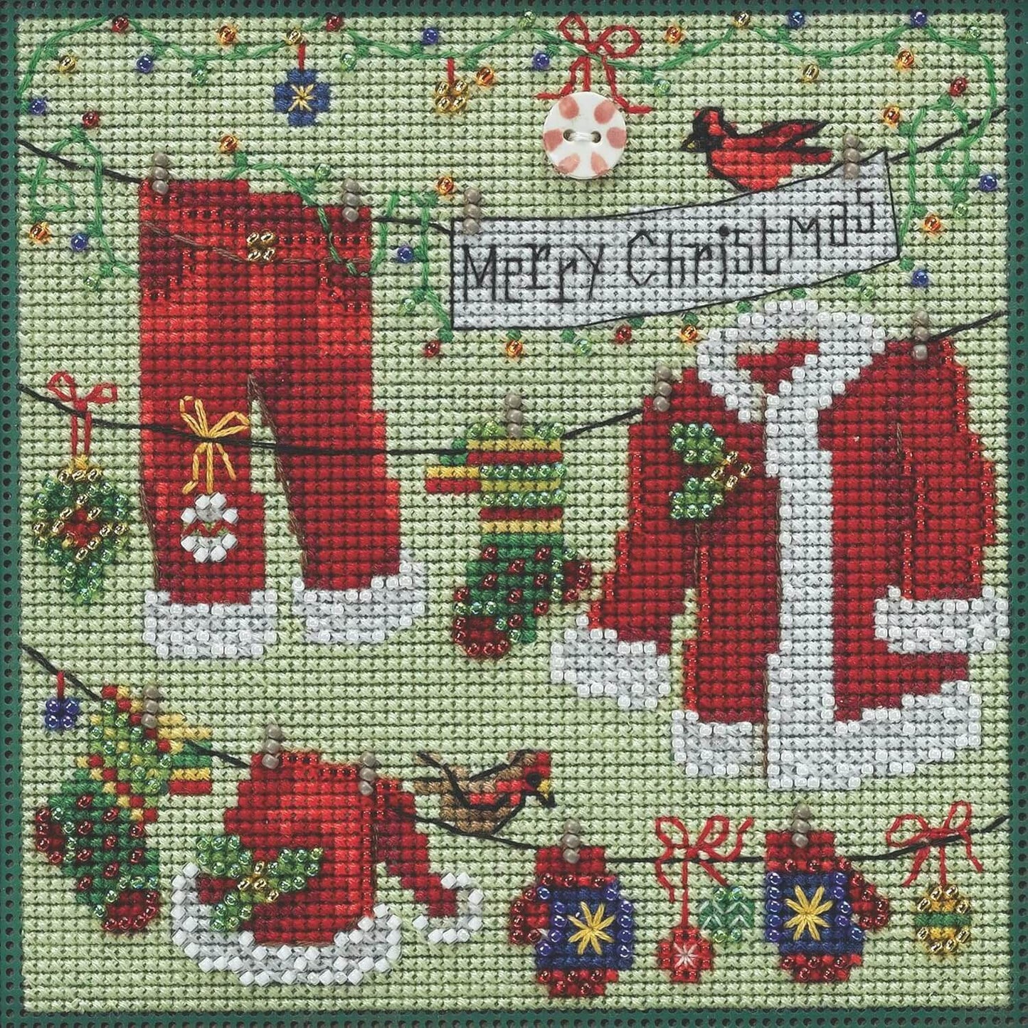 kit de punto de cruz mill hill santa's clothesline 