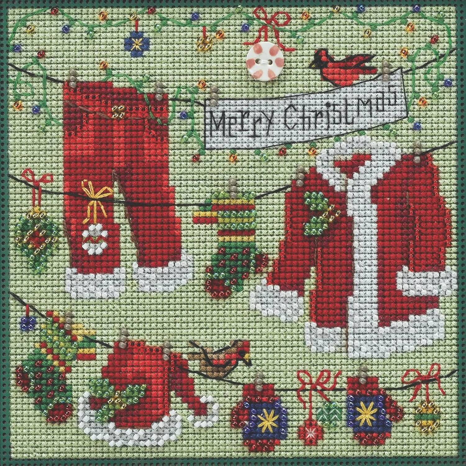 kit de punto de cruz mill hill santa's clothesline 
